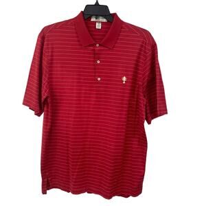 Vintage Fairway & Greene Red White Striped Short Sleeve Cotton Polo Mens Large